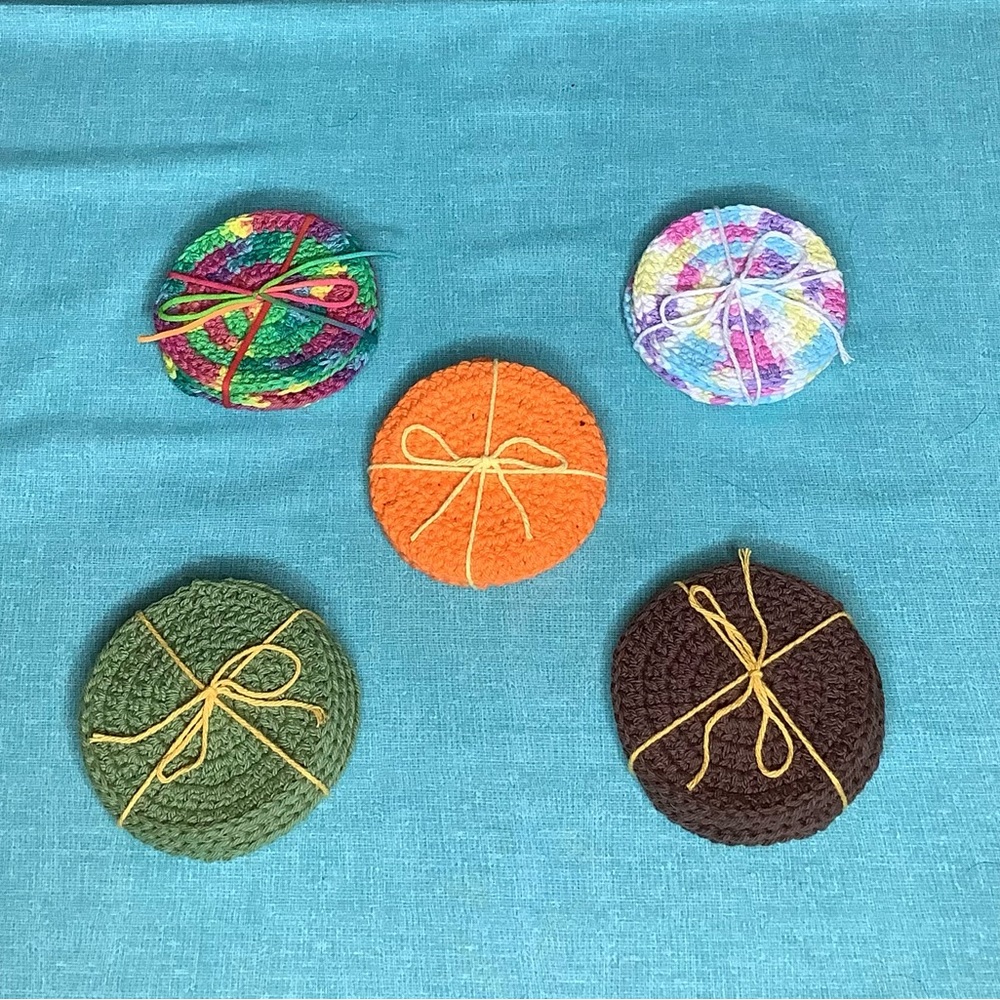 Hand crochet round coasters